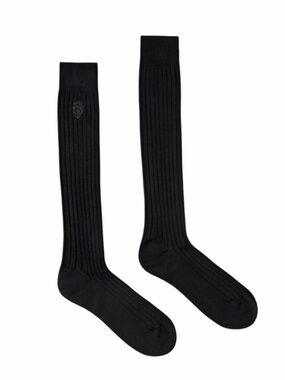Gucci Knit Cotton Embroidered Crest Socks Black Medium Made Italy NWT Men's